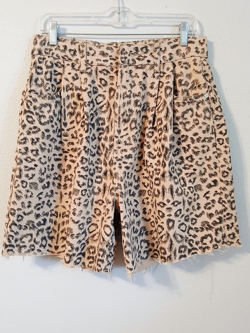 We The Free Dogtown Cheetah Print Denim Shorts Size 30 High Waist Cut Offs